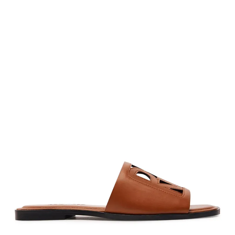 Sandals with perforated logo