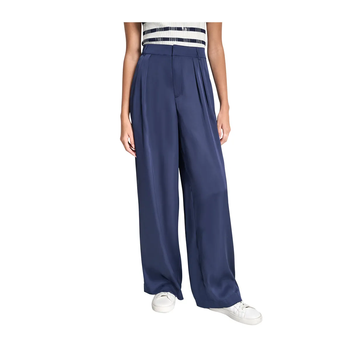 Women's high-waisted pleated pants