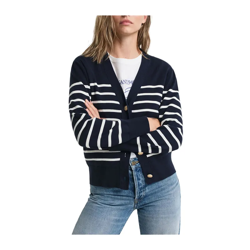 Striped logo cardigan