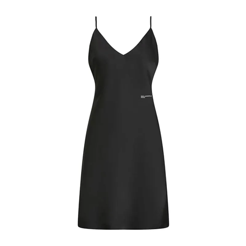 Satin dress with logo