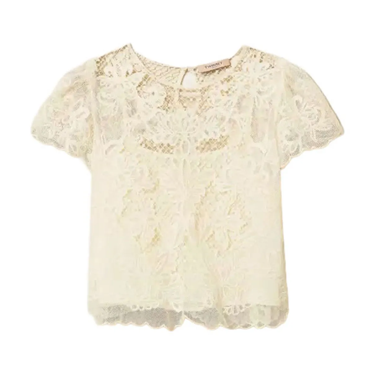 Women's muslin blouse with embroidery