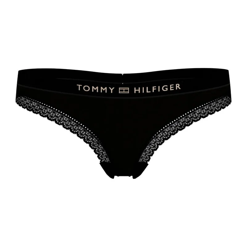 Tonal logo lace thong
