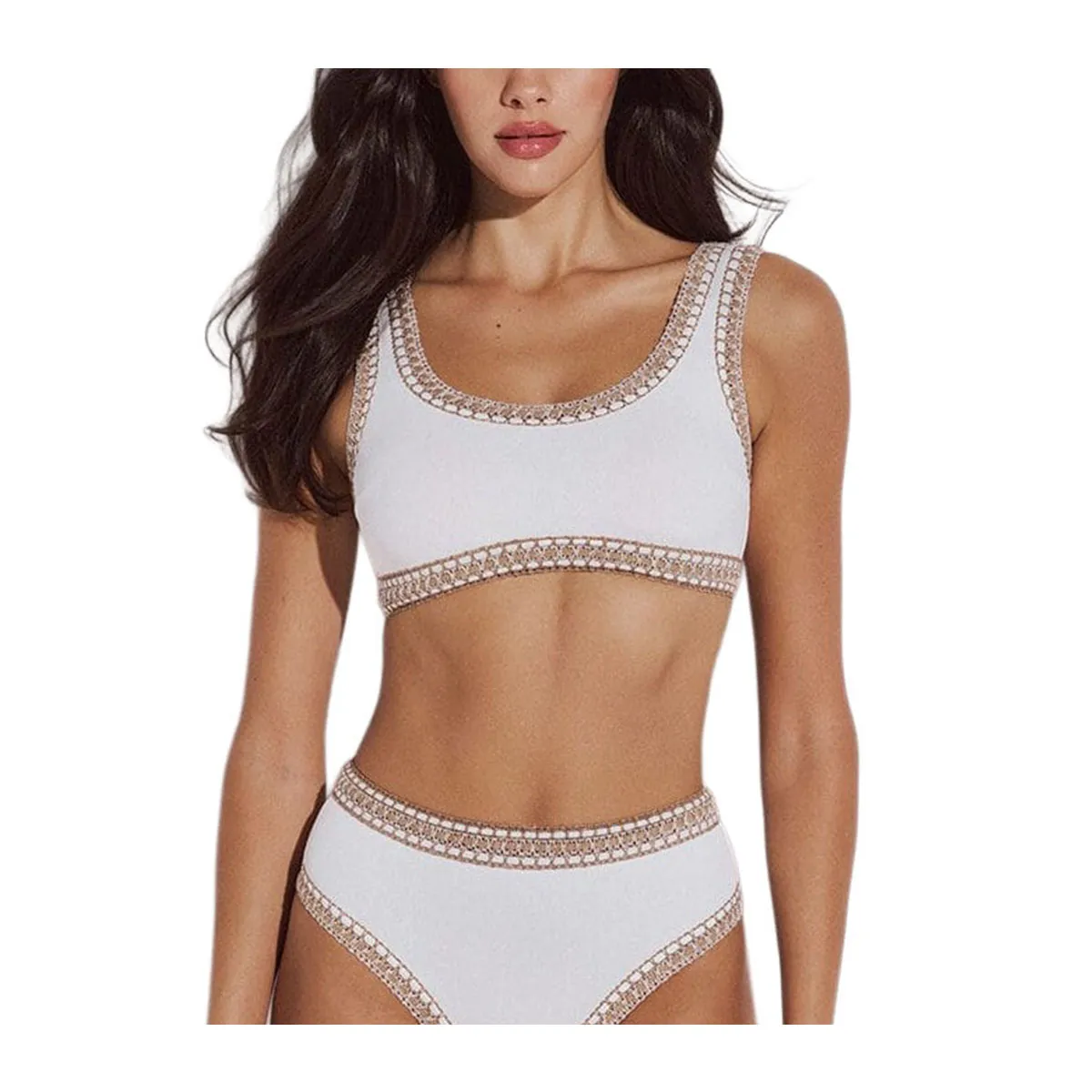 Bikini top with crochet lace