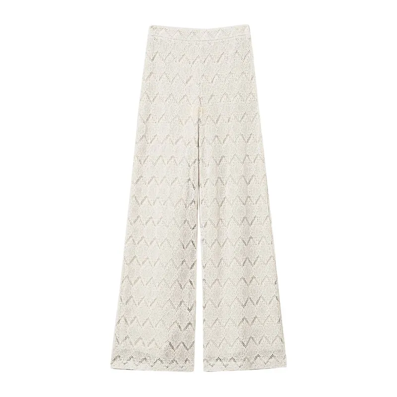 Macram? lace wide leg trousers
