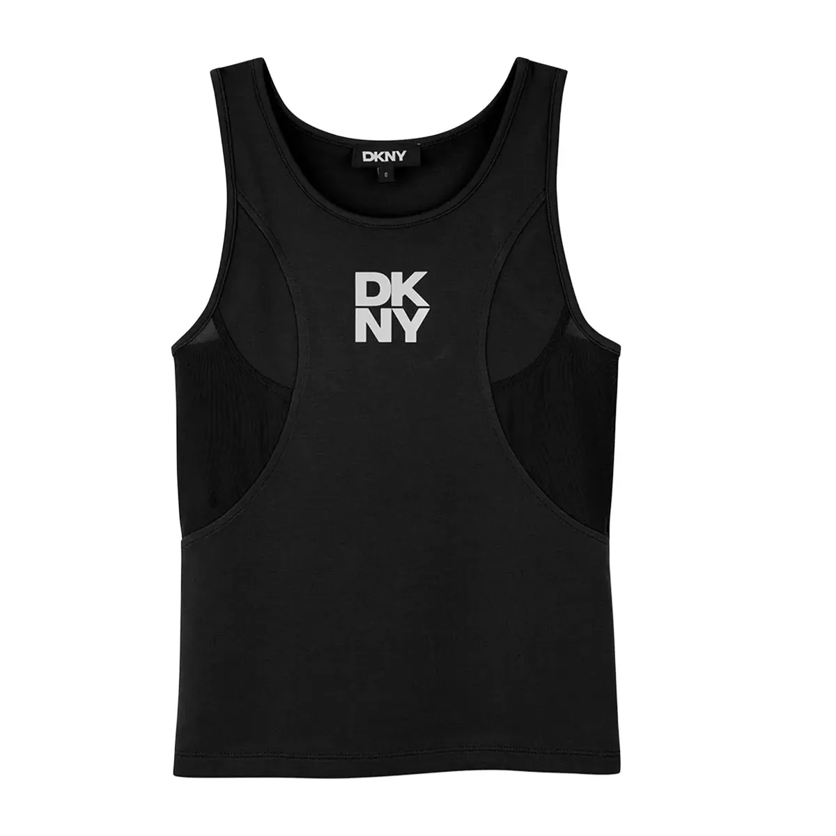 Sleeveless blouse with transparent patterns
