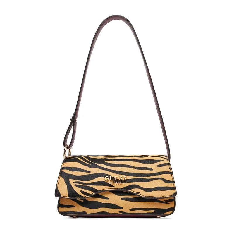 Zebra leather shoulder bag