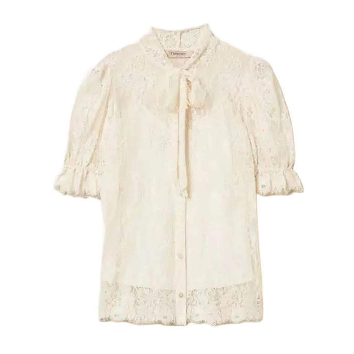 Women's shirt with lace and bow