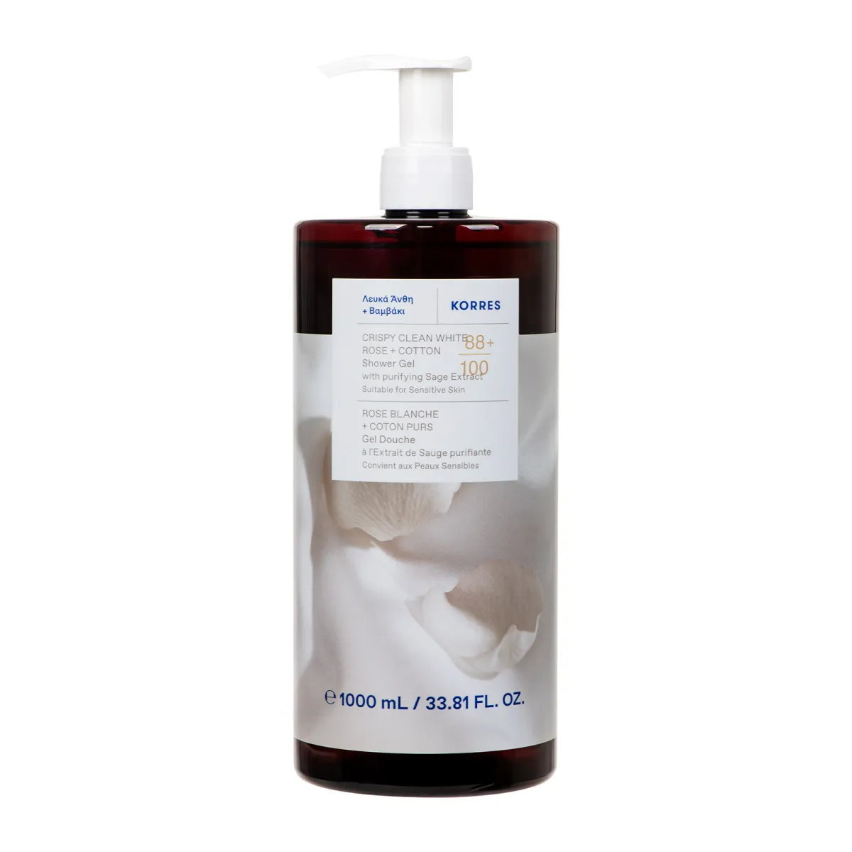 Crispy Clean White Rose + Cotton  Shower Gel