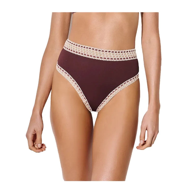 High-waisted briefs with crochet lace