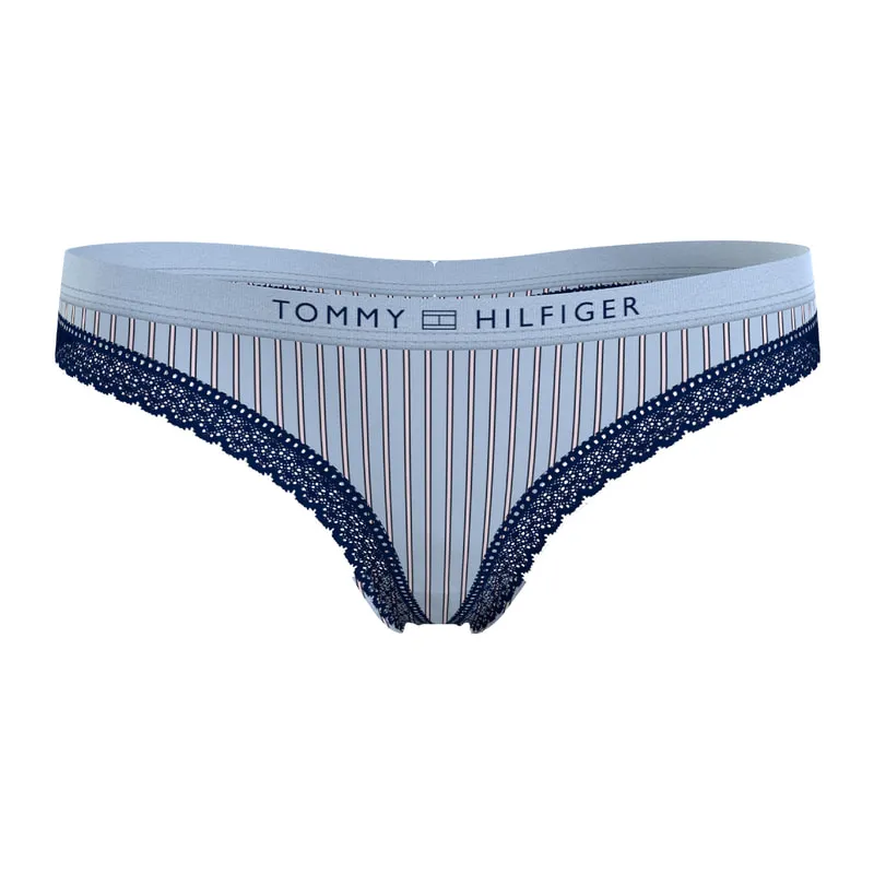 Lace trim tonal logo thong