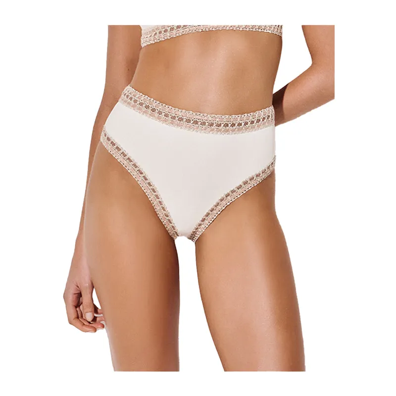 High-waisted briefs with crochet lace
