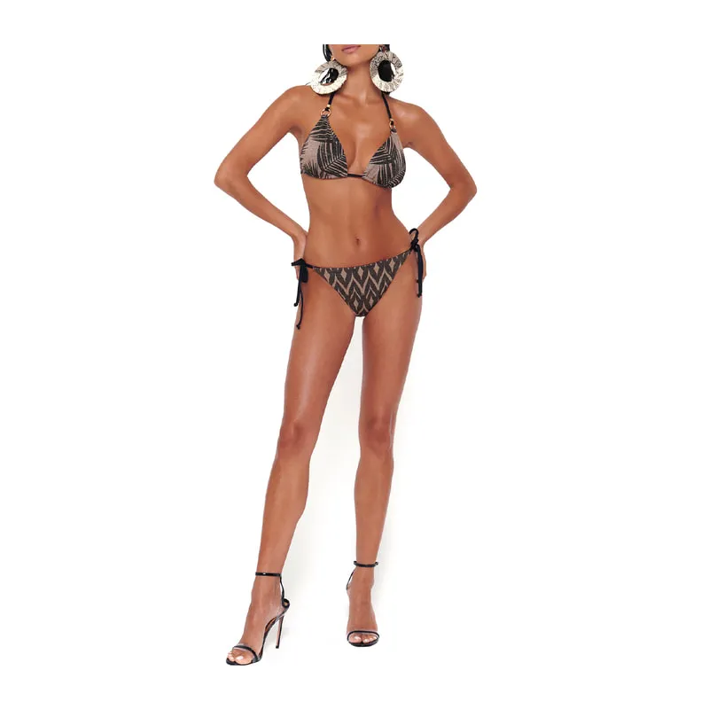 African Ovation Gold brazilian side tie bikini bottoms