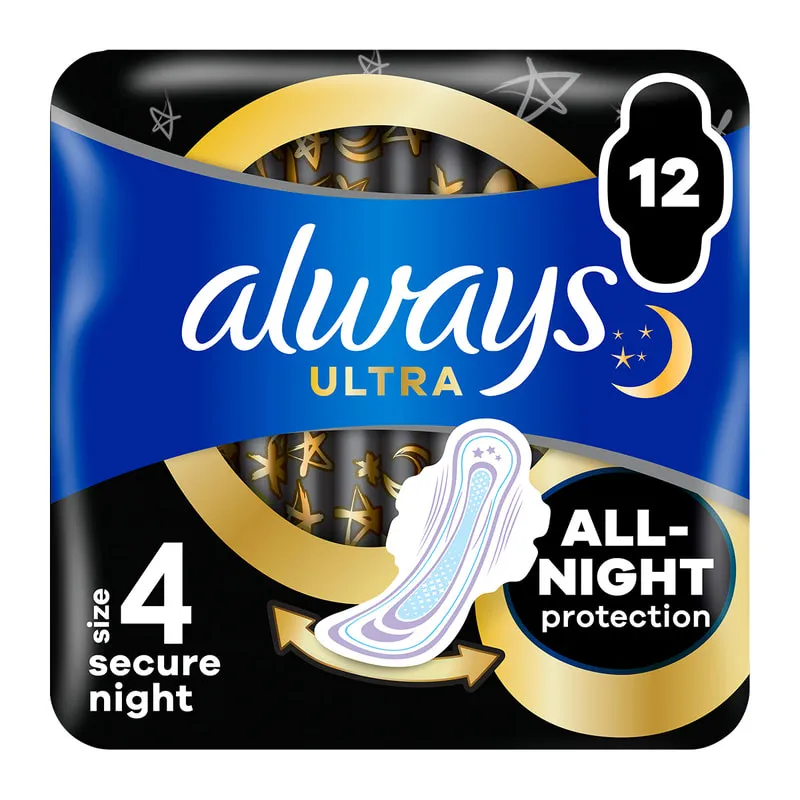 Always Ultra Secure Night Sanitary Towels With Wings