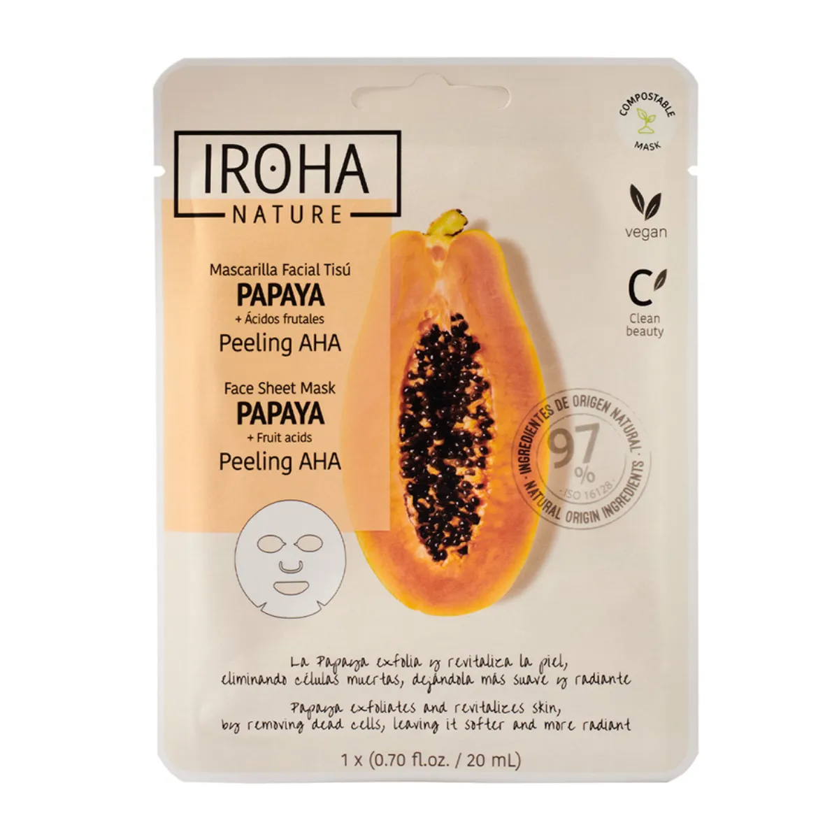 Papaya & AHA Peeling Face Tissue Mask Biodegradable