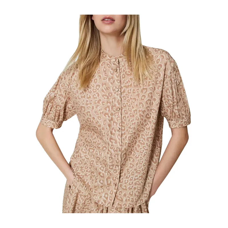 Animal print poplin shirt