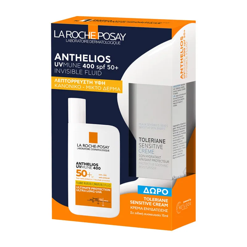 Anthelios Uvmune 400 Invisible Fluid Spf50+ Perfumed With Gift 15Ml Toleriane Sensitive Hydrating Cream, La Roche-Posay