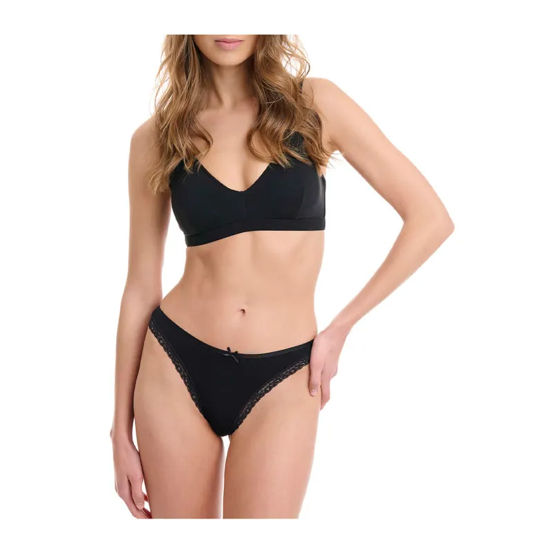 Bamboo thong with lace trim 2 pack