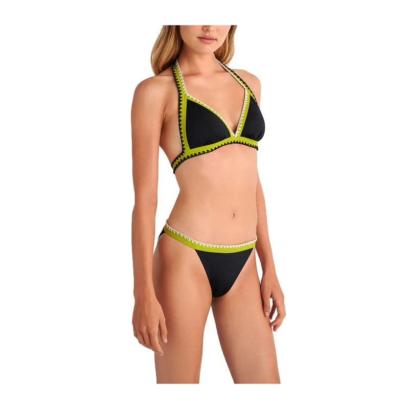 Batik Solids triangle bikini top with crochet details