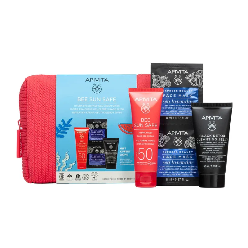 Bee Sun Safe Moisturizing Face Gel Cream Spf50 & Gift Mini Black Cleansing Gel & Sea Lavender Face Mask