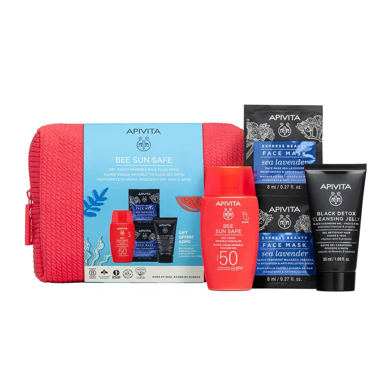 Bee Sun Safe Thin Face Cream Dry Touch Spf50 & Gift Mini Black Cleansing Gel & Sea Lavender Face Mask