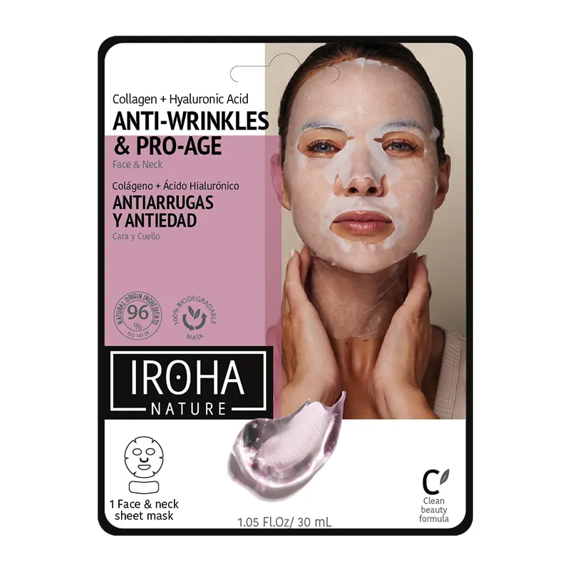 Biodegradable Anti-Wrinkles & Pro-Age Face & Neck Tissue Mask