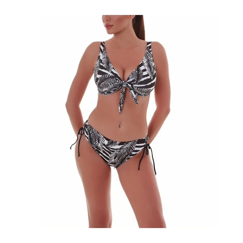 Black & White high waisted bikini slip in twist details