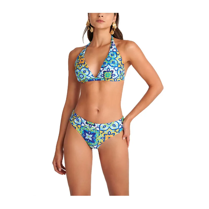 Blue Tiles halter bikini top cup D