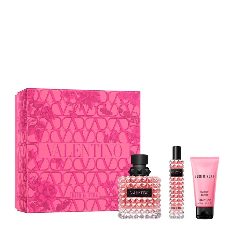 Born in Roma Donna Eau de Parfum Three Piece Floral Ambery Fragrance Spring Gift Set