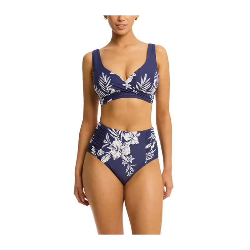 Bikini Bottom Aloha High Waist Gathered Side