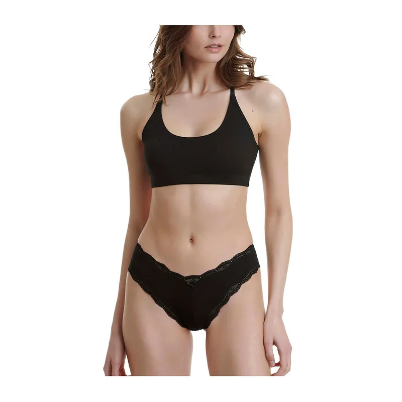 Bamboo Brazilian brief with lace trim 2 pack