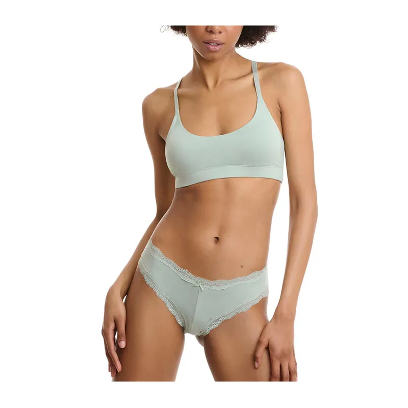 Bamboo Brazilian brief with lace trim 2 pack