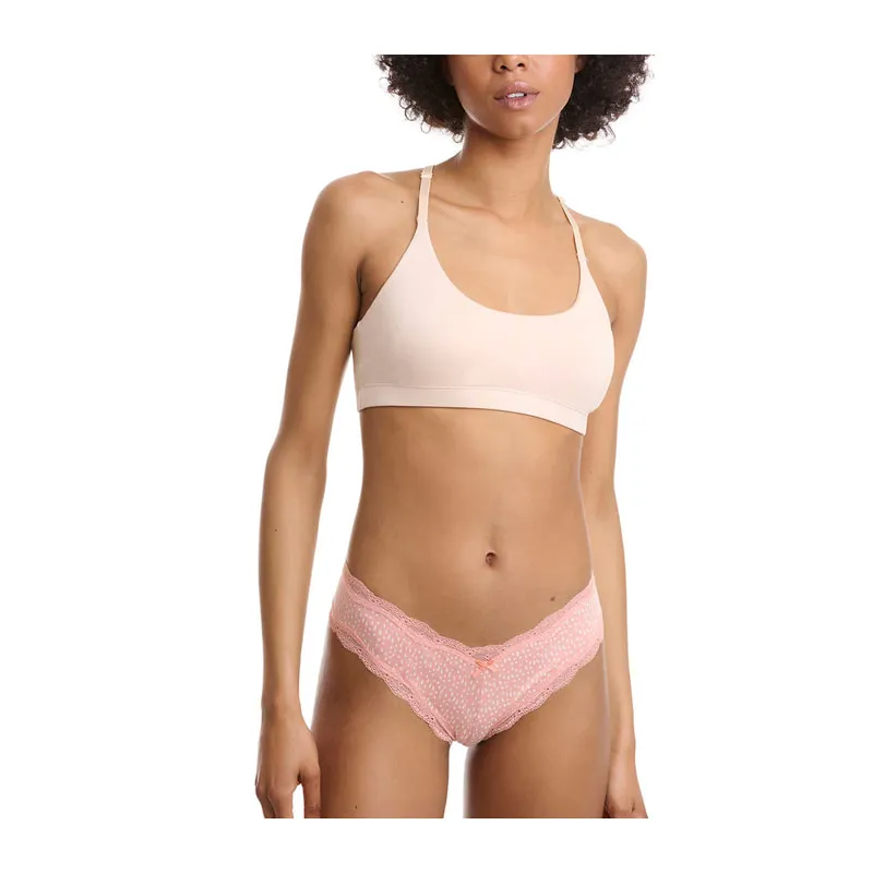 Printed bamboo brazilian brief with lace trim 2 pack