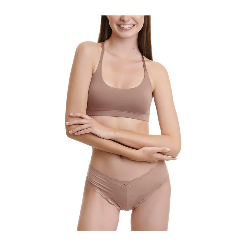 Bamboo Brazilian brief with lace trim 2 pack