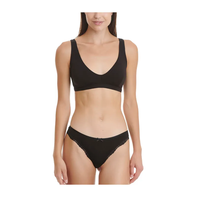 Bamboo Brazilian brief with lace trim 2 pack