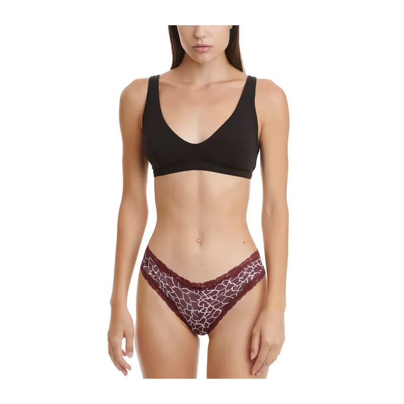 Printed bamboo brazilian brief with lace trim 2 pack