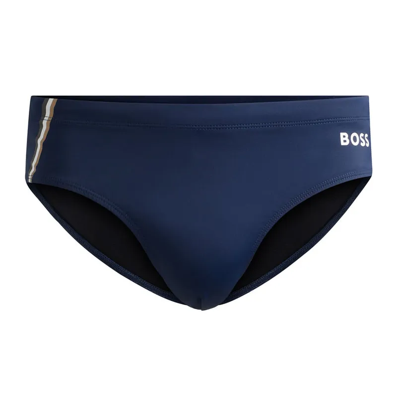 Swim briefs with signature stripe