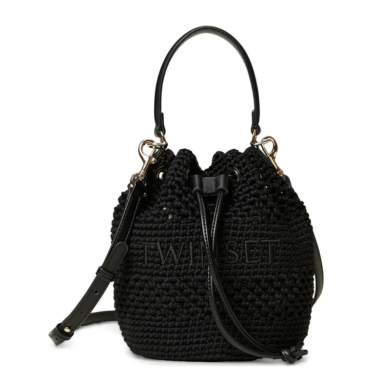Womens knitted bucket bag