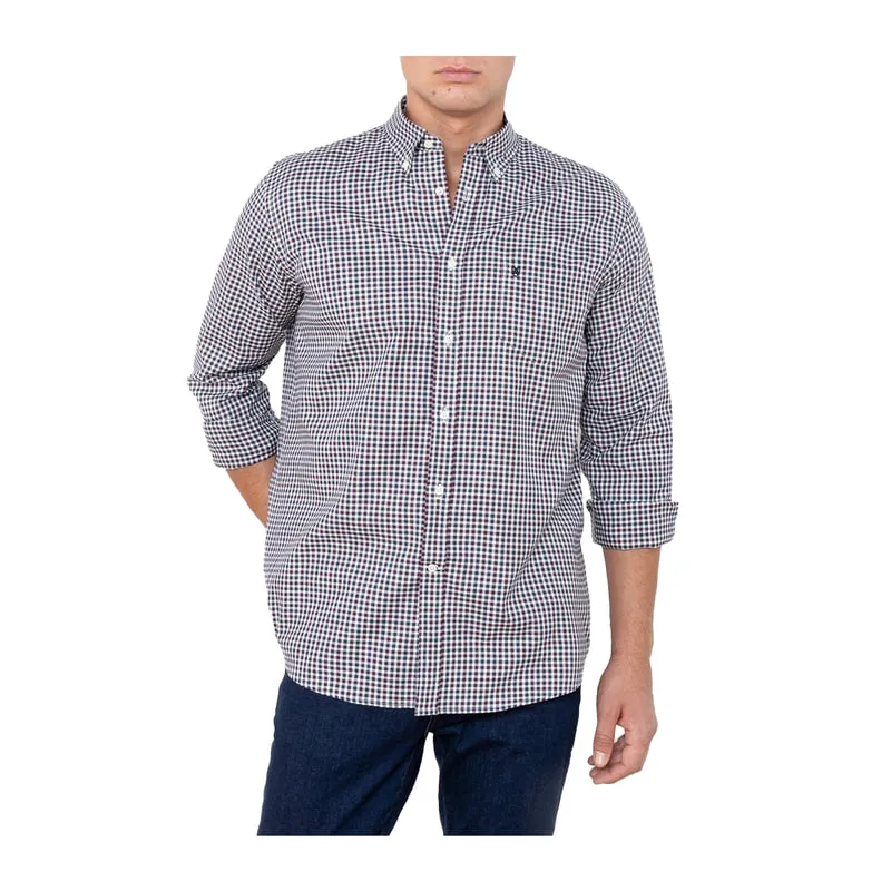 Plaid shirt with button down collar