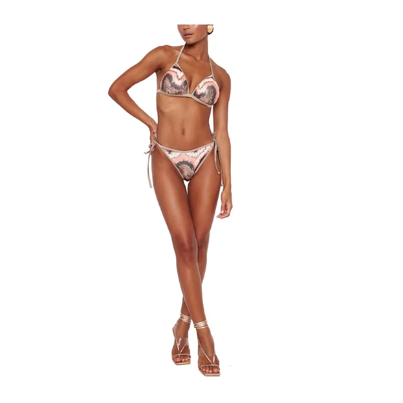 Champagne Cocktail brazilian side tie bikini bottoms with sequins