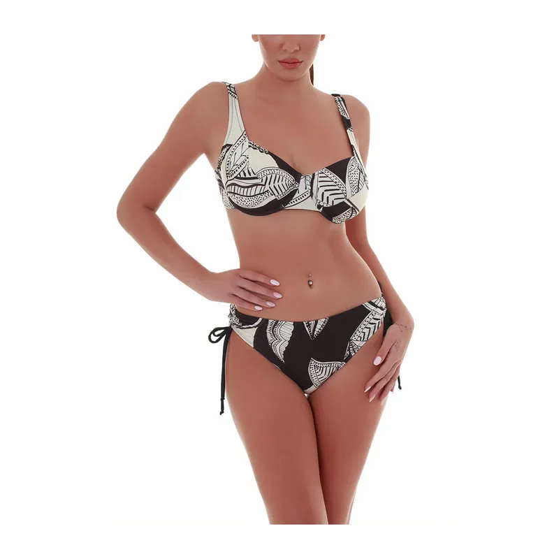 Chic Escape high waisted bikini slip in twist details