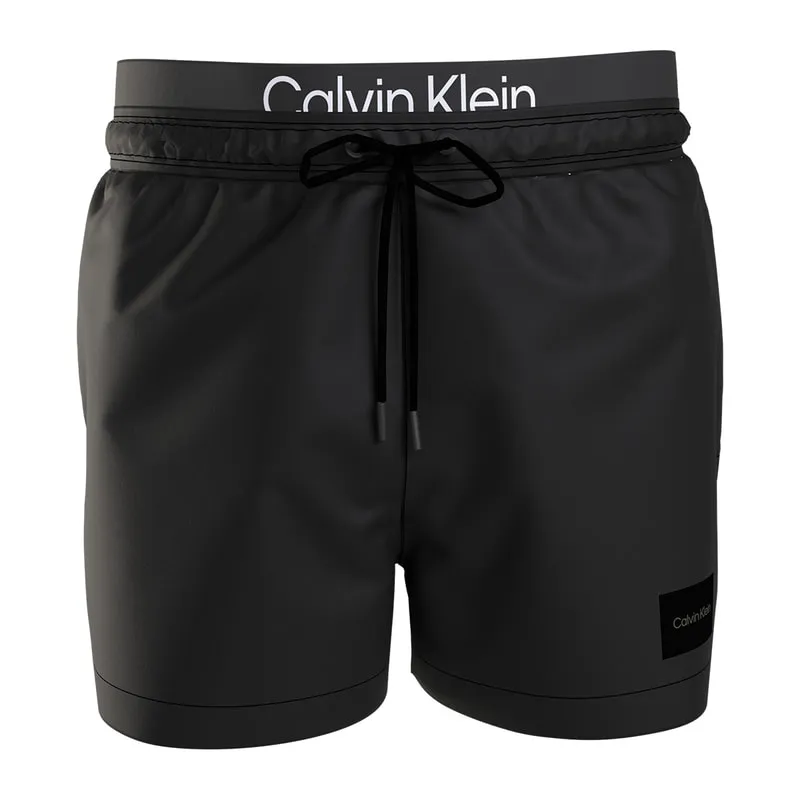 CK Steel double waistband swim shorts