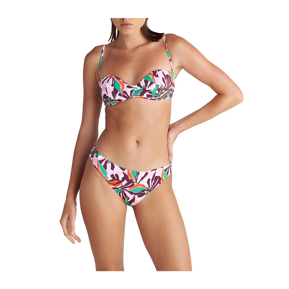 Coral stitch printed hipster bikini slip