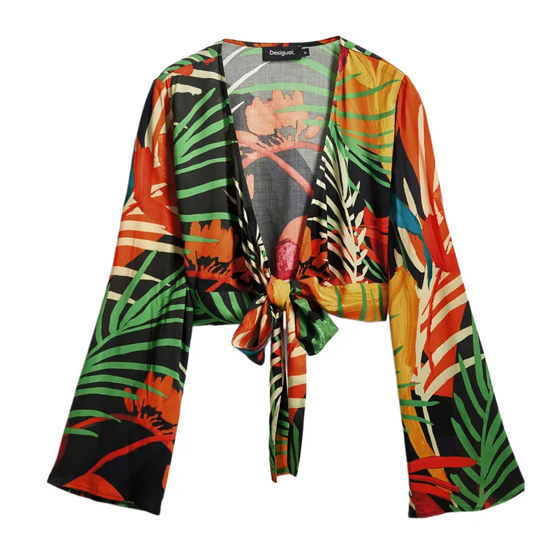 Crop top with tropical print