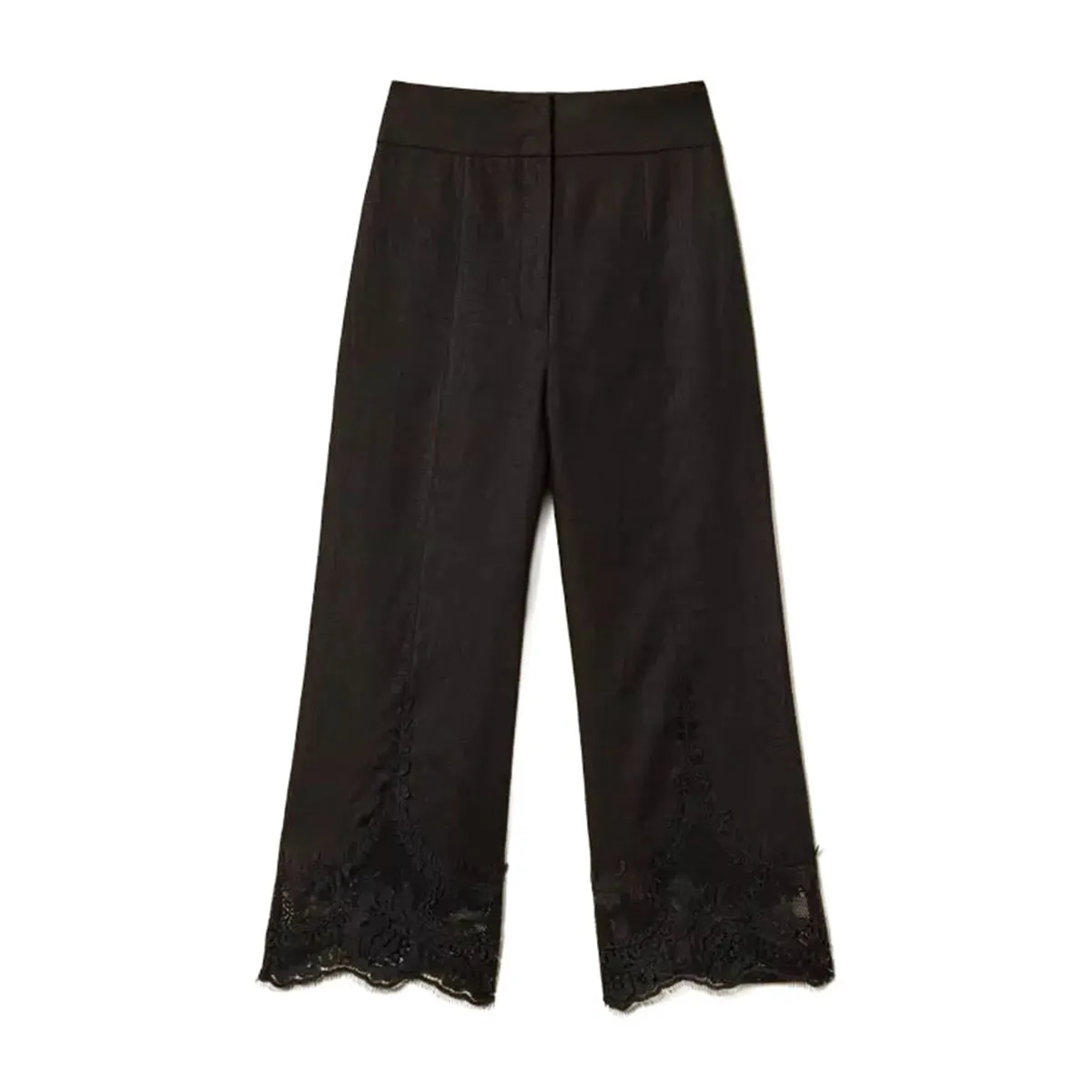 Cropped pants with lace