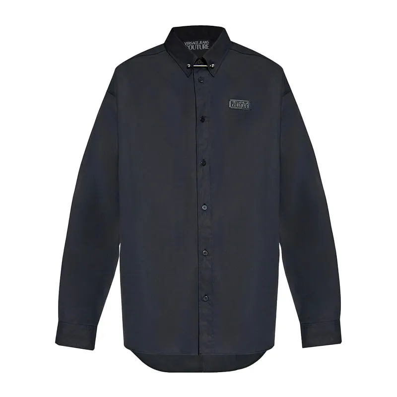 Shirt with dark logo-plaque