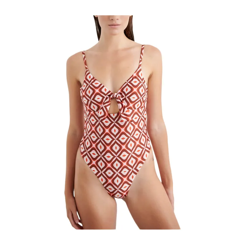 Deco abstract one-piece swimsuit