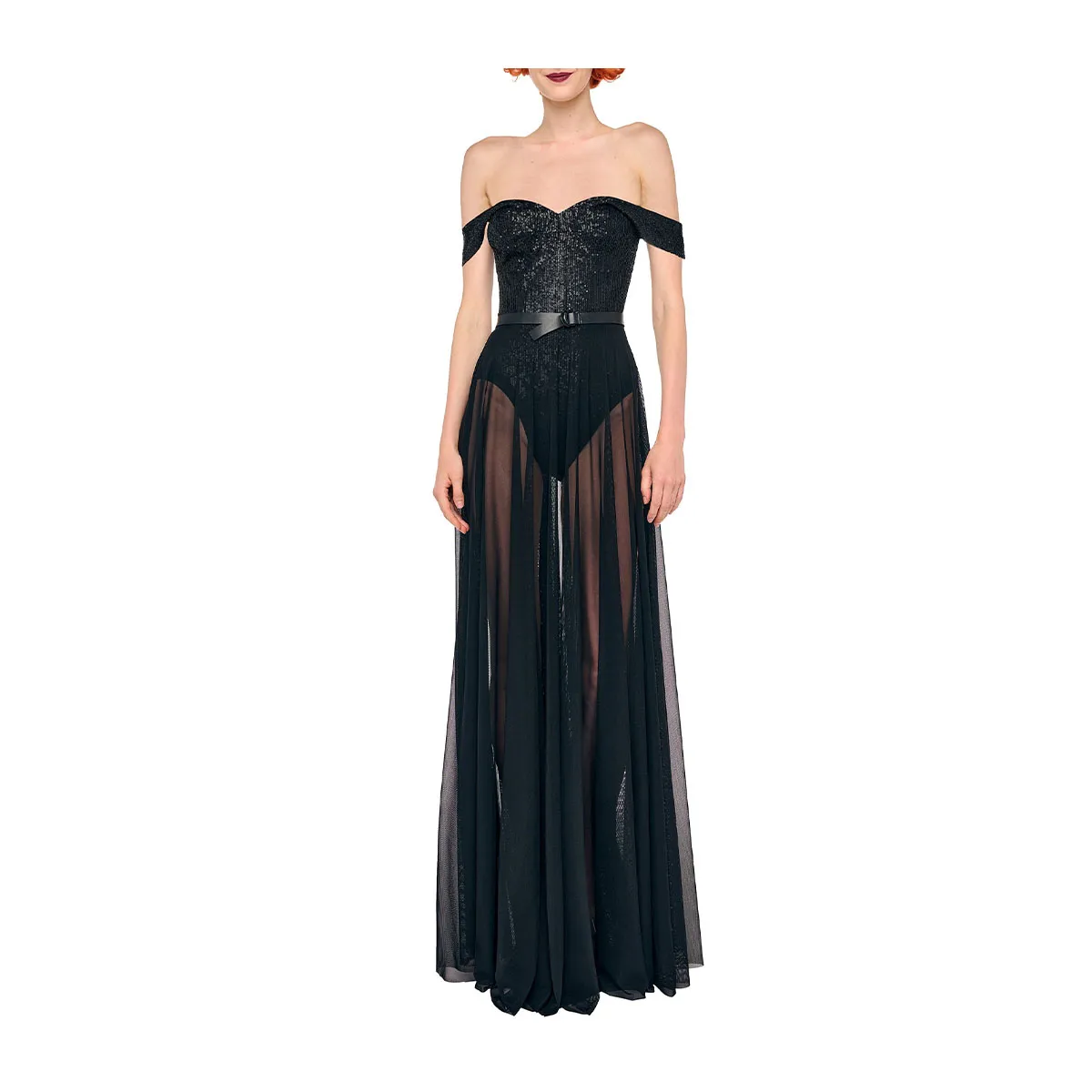 DOUBLE DROP SHOULDER GOWN dress