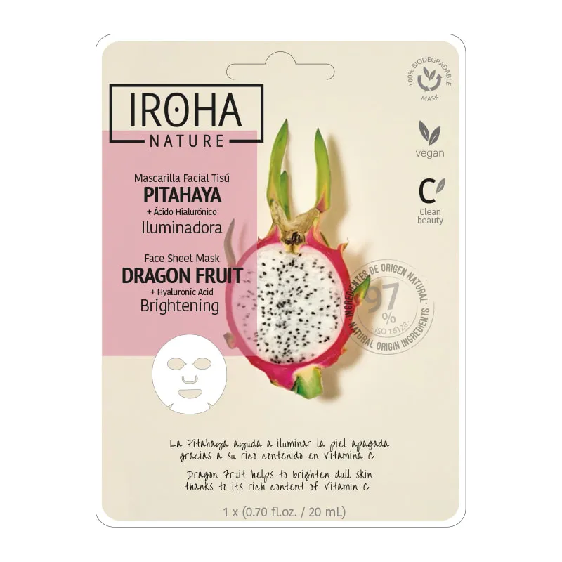Υφασμάτινη Μάσκα Προσώπου Με Dragonfruit Για Λάμψη Βιοδιασπώμενη