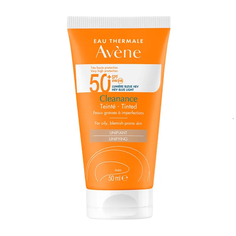 Eau Thermale Cleanance Solaire Sunscreen Tinted Face Cream SPF50+ for Sensitive Oily Skin with Imperfections