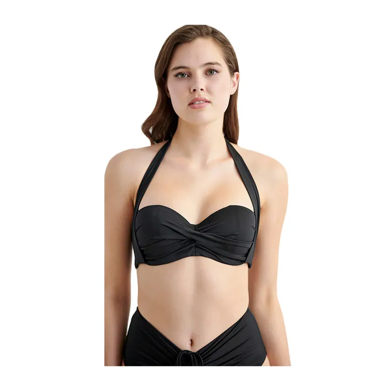 Fashion Solids bandeau bikini top cup D